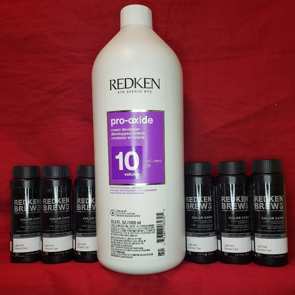 Redken Brews Light Ash Set Of 6 With One - 10 Volume Developer Liter - Fast!